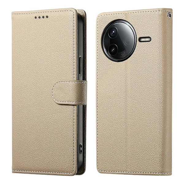 Til Xiaomi Redmi K80 5G/Poco F7 Pro 5G Stand Case Litchi Tekstur Wallet Telefon Cover Magnetisk Lukning Multicolor Apricot