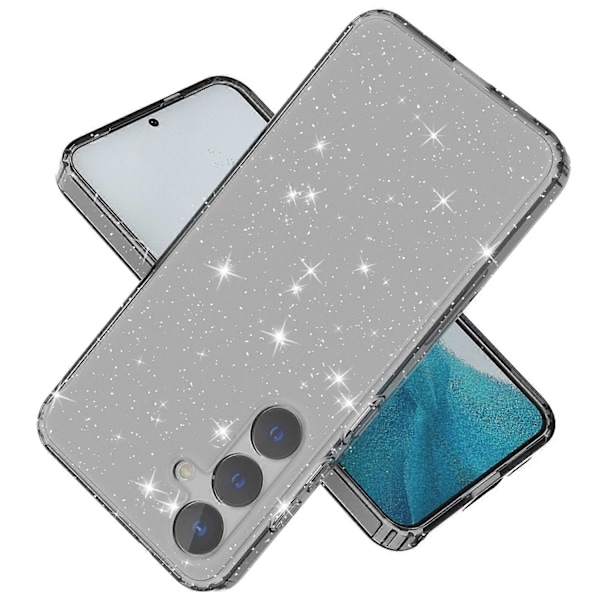 För Samsung Galaxy S24+ Transparent Mobilskal Mjukt TPU-skydd Glitterpulver Multicolor Transparent Black