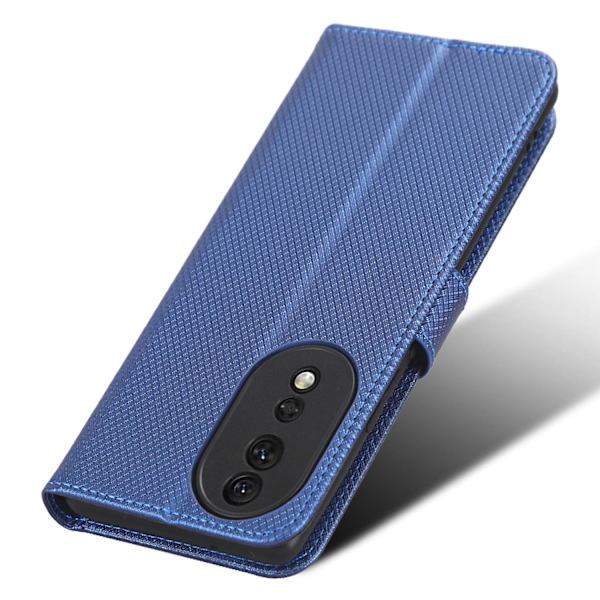 For Honor 80 5g Diamond Texture Pu Läder Phone case Vikbart stativ Magnetlås Cover Blue