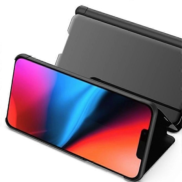 Fönster Visning Elektroplätering Spegelyta Läder Flipfodral med Ställ för iPhone 13 6.1 tum Multicolor Style A