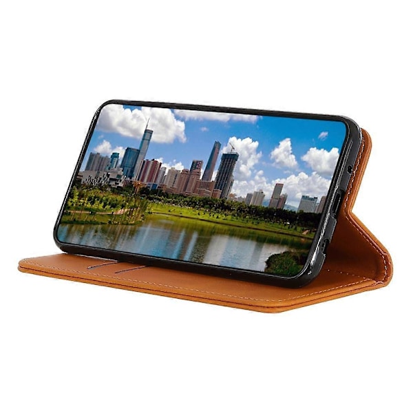 Splitlæder Magnetisk Auto-absorberende Wallet Telefon Stand Shell Case til iPhone 13 6.1 tommer Multicolor Style C