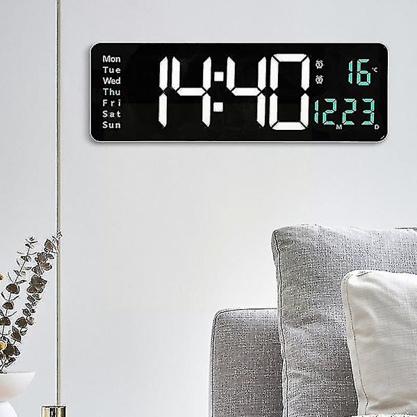 Stor LED Digital Väggklocka Elektroniska Väggklockor Living Fjärrkontroll Väggmonterad Desktop Klocka Kontroll Dekoration Rum Temp D W4w5 C