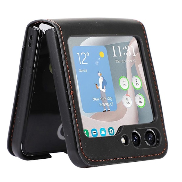 Til Samsung Galaxy Z Flip5 5G Telefoncover med Kort Slot Stødsikkert PU Læder PC Telefon Cover Multicolor Style B