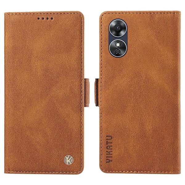 YIKATU YK-005 För Oppo A17 4G PU Läder Skin-touch Telefonfodral Plånboksställ Stöttåligt Skydd Multicolor Style C