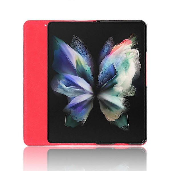 För Samsung Galaxy Z Fold3 5G Retro Texturerad Yta Pennhållare Stöttåligt Läder Telefonskal Multicolor Style A