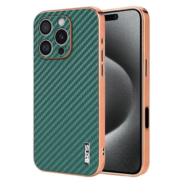 AZNS Skal för iPhone 16 Pro Elektropläterad Kolfibertextur PU+TPU Telefonskydd Multicolor Style C