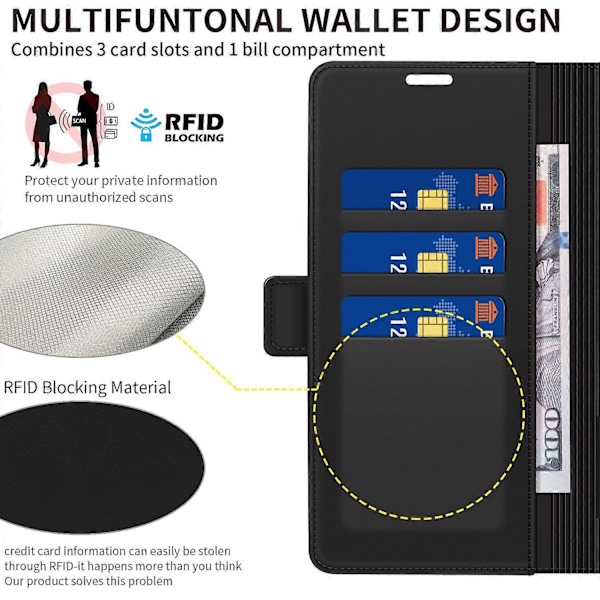 För Samsung Galaxy A56 5G Fodral Sidomagnetlås RFID-blockerande Läder Telefonplånboksfodral - Svart Multicolor Purple