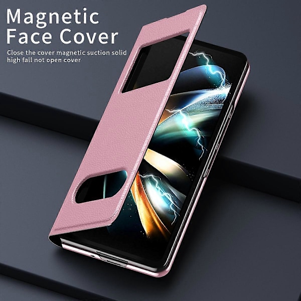 För Samsung Galaxy Z Fold6 5G Fodral PU Läder Litchi Textur Telefonskal Visningsfönster Multicolor Style D