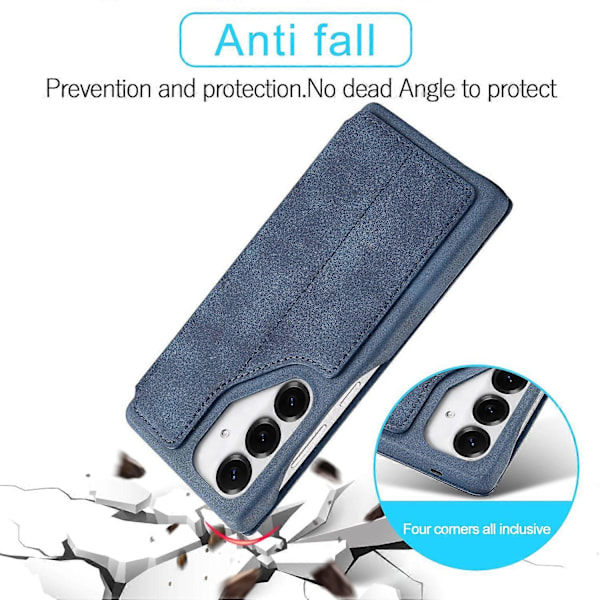 LC.IMEEKE Samsung Galaxy S25+ -kotelo korttipidikkeellä, jalustalla ja nahkakannella Multicolor Blue