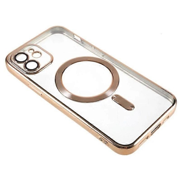 Magnetiskt skal för iPhone 12 6,1 tum WANLONFENG Fullständigt skydd Elektropläterat TPU-skal med härdat glas Multicolor Gold