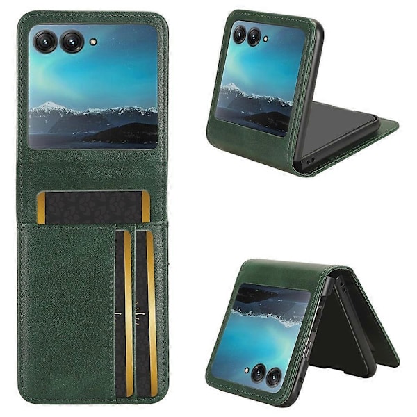 För Motorola Razr 40 Ultra 5G Anti-Repskydd Mobilskal Hårt PC+PU Läderfodral med Korthållare Multicolor Style C