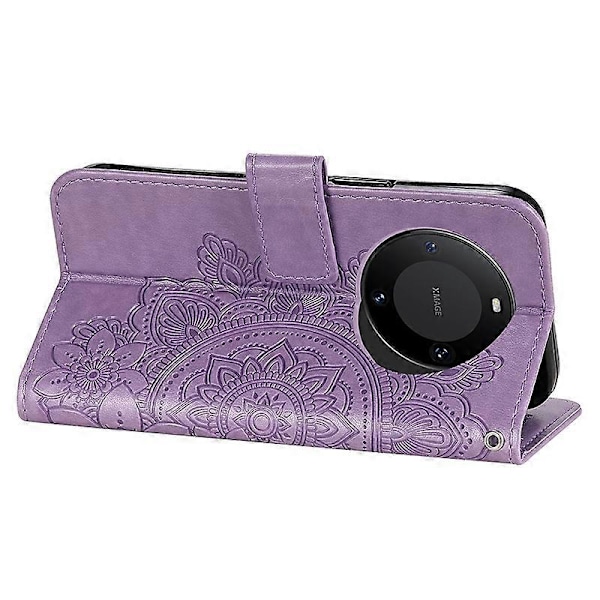 Til Huawei Mate 60 Pro Etui Blomsterpræget PU Læder Stand Cover Anti-drop Wallet Multicolor Style B