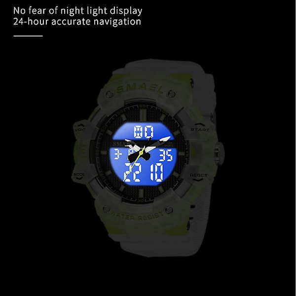 Smael Watch For Man Vattentät Sport Dual Display Digital Armbandsur Skolstudent Stoppur Military Quartz Armbandsur Hane Dark Green