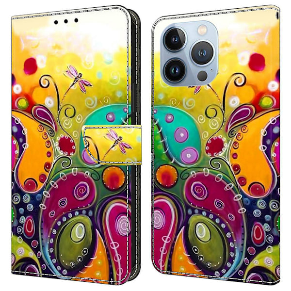 iPhone 16 Pro Max -kotelo PU-nahkainen lompakkokotelo seisontatoiminnolla Multicolor Style J