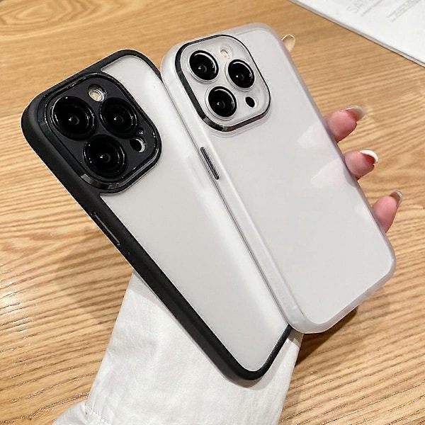 För iPhone 15 Pro Skal Transparent TPU+PC+Glas Telefonskydd Multicolor Style C