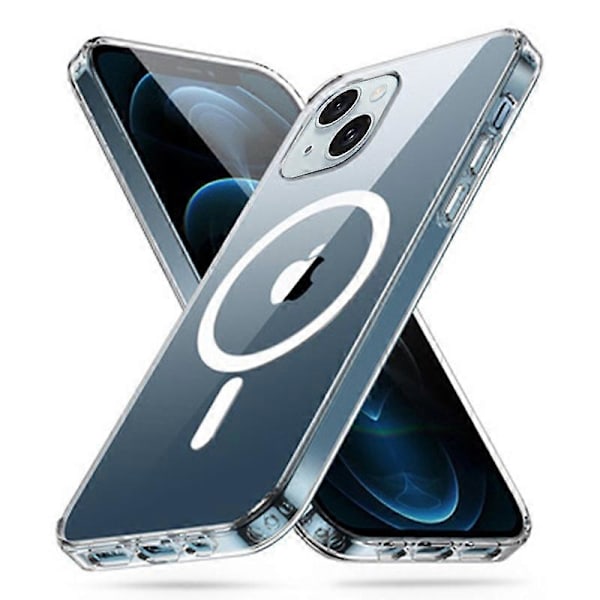 För iPhone 15 Mobiltelefon Skydd Transparent TPU Skal Kompatibelt med MagSafe Baksida
