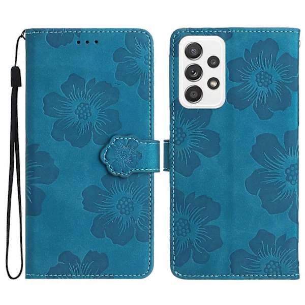 Til Samsung Galaxy A53 5G Telefon Cover PU Læder Prægede Blomster Stand Wallet Fuld Beskyttelse Case Multicolor Style B