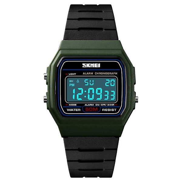 SKMEI 1412 Män Analog Digital Watch Mode Casual Armbandsur Tid Display Alarm 5ATM Army green