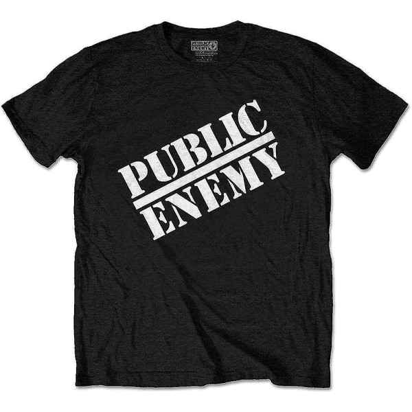 Public Enemy T-shirt Klassisk logotyp Officiell Herr Svart Black XXL