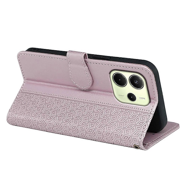 Pung Telefon Cover med Mønster i Læder til Xiaomi Redmi Note 14 4G Multicolor Rose Gold