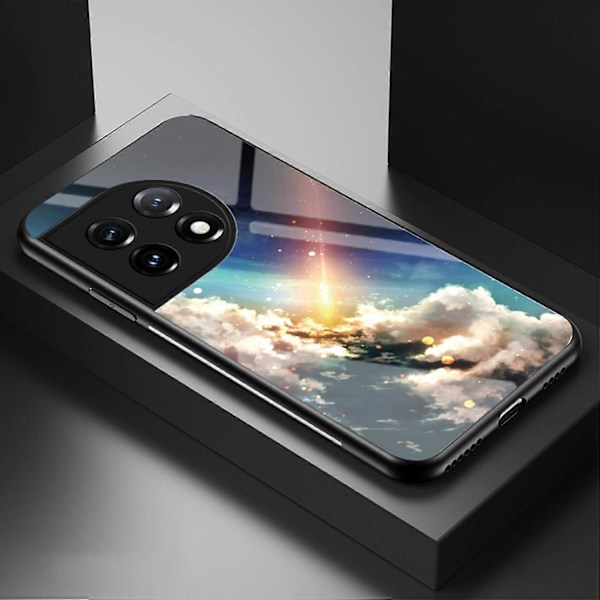 Mobilskal för OnePlus 11 5G, Härdat glas+PC+TPU Stjärnhimmel Mönstertryck Skyddande Skal Multicolor Style D