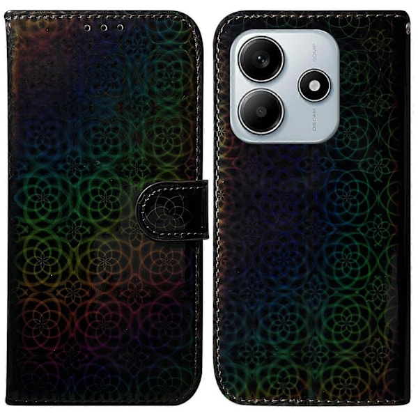 Stand Case med blændende blomster i læder til Xiaomi Redmi Note 14 5G Multicolor Style D