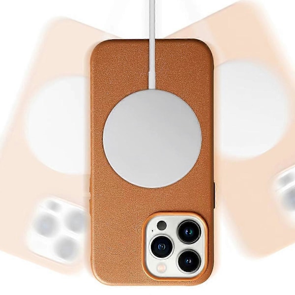 Anti-ridse Telefoncover til iPhone 15 Plus PU+PC Beskyttelsesetui Kompatibelt med MagSafe Oplader Multicolor Style C