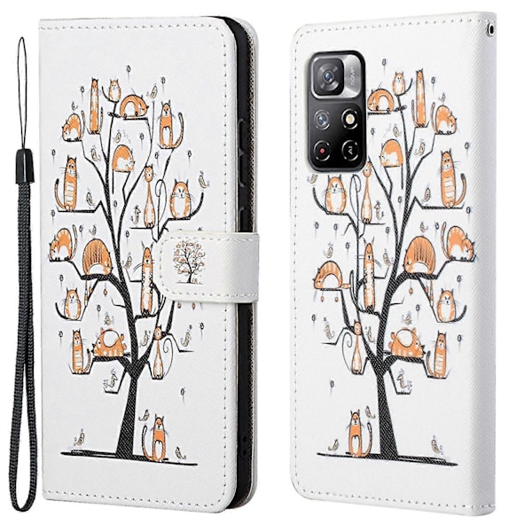 Krydset Tekstur PU Læder Etui Wallet Stand 3D Kreativt Mønster Print Flip Folio Beskyttende