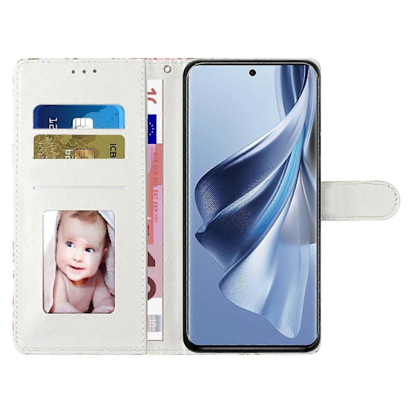 Til Oppo A38 4G Etui Mønsterprintet PU Læder Stand Wallet Telefon Cover Multicolor Style F