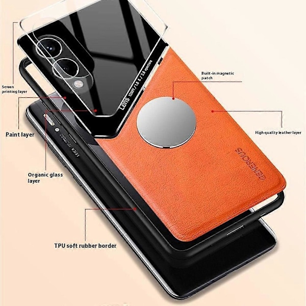 Til Samsung Galaxy S25 Edge Cover Læderbelagt PC+TPU Telefon Bagcover Multicolor Red