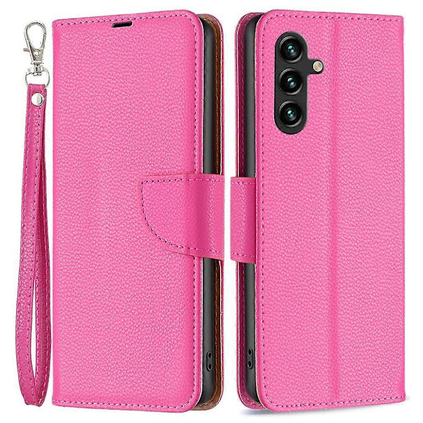För Samsung Galaxy A15 4G Fodral Litchi Textur PU Läder Plånbok Mobiltelefon Skydd Multicolor Style C