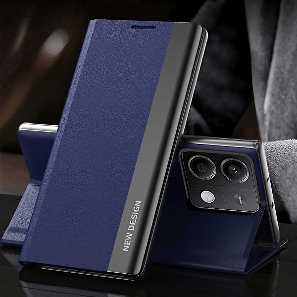 Stativfodral för Xiaomi Redmi Note 13 Pro 5G/Poco X6 5G, Fallsäkert PC+läder Telefonskydd Multicolor Sapphire