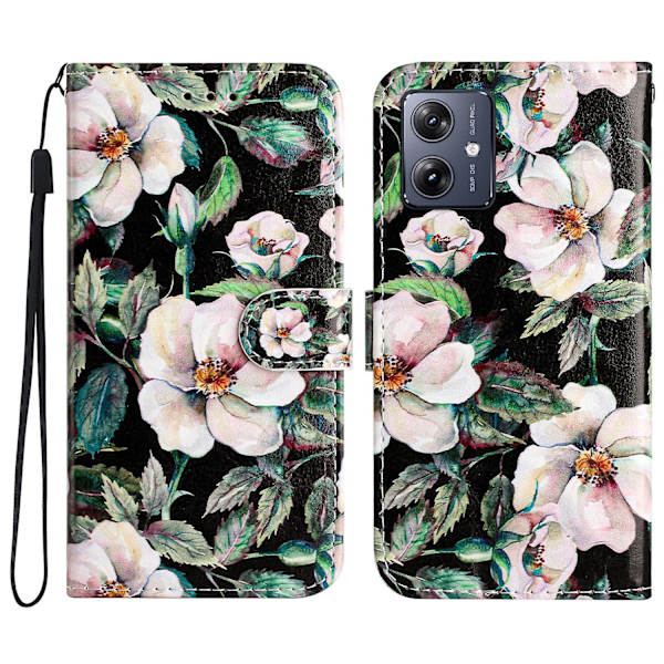 För Motorola Moto G54 5g case Mönstertryck plånbok cover Magnolia