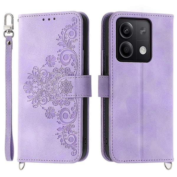 Læder telefoncover med 2 stropper til Xiaomi Redmi Note 13 5G/Note 13 5G Multicolor Light Purple