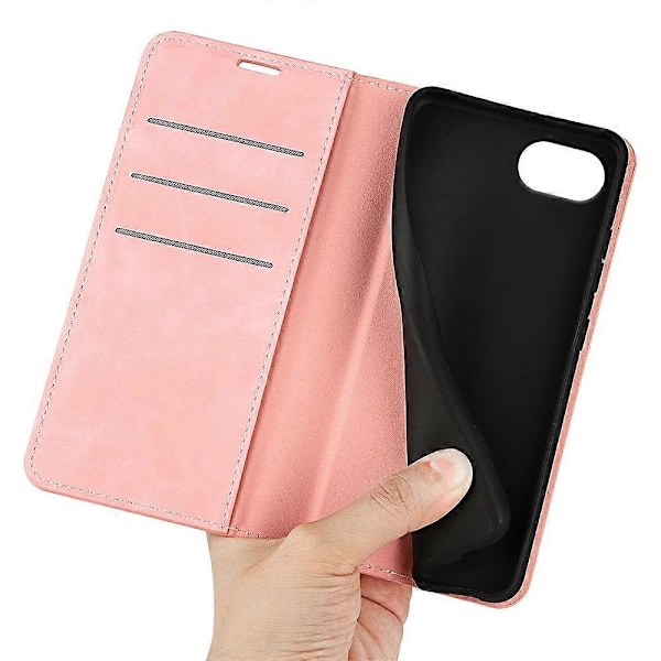 Til iPhone 16e Etui Skin Touch Læder Wallet Telefon Cover - Grå Multicolor Pink