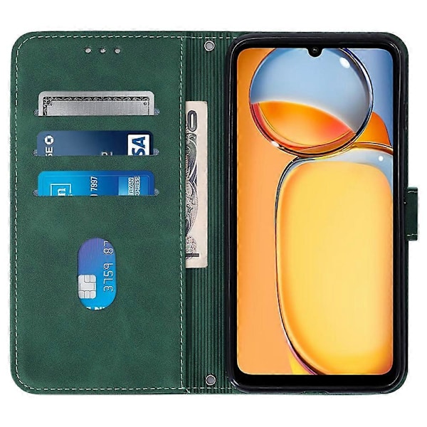 Læder Wallet Case med skulderrem til Xiaomi Redmi 13C 4G/13C 5G/13R 5G/Poco M6 5G/Poco C65 4G Multicolor Blackish Green