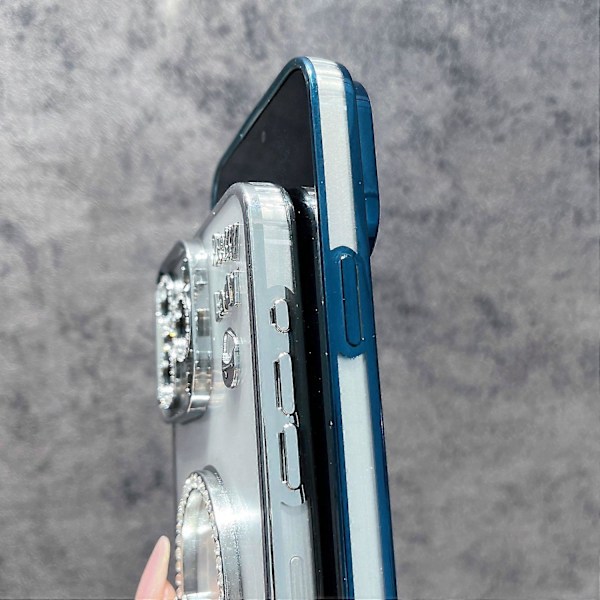 iPhone 16 Pro Max -kotelo peilijalustalla TPU+PC matkapuhelimen takakuoren muotoilu - Musta Multicolor Pink