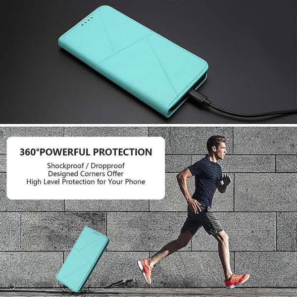 Plånboksfodral för iPhone 17 med magnetlås, läderfodral med stativ Multicolor Light Blue
