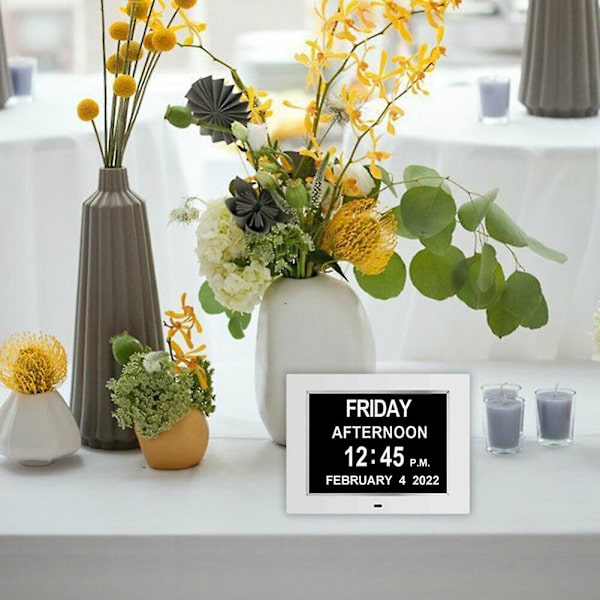 Digital Demens Klocka Kalender Klocka Dag Datum Klocka Stor display Stor Klar Oförkortad tid och datum white2