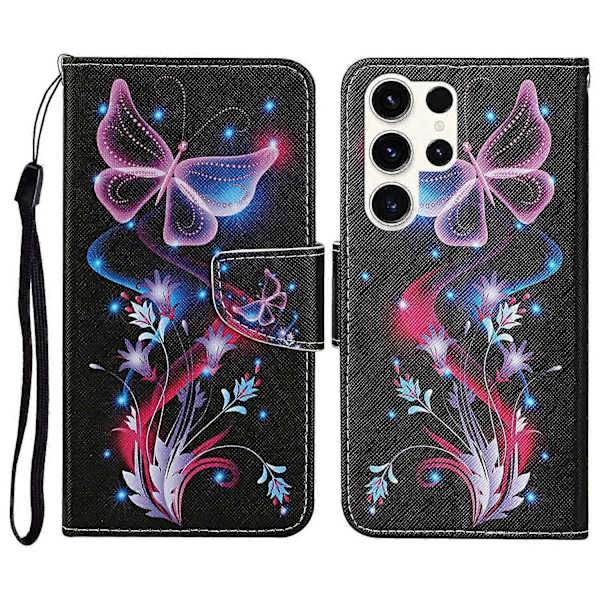 Fodral för Samsung Galaxy S25 Ultra med mönstertryck, skyddande läderfodral Multicolor Style D