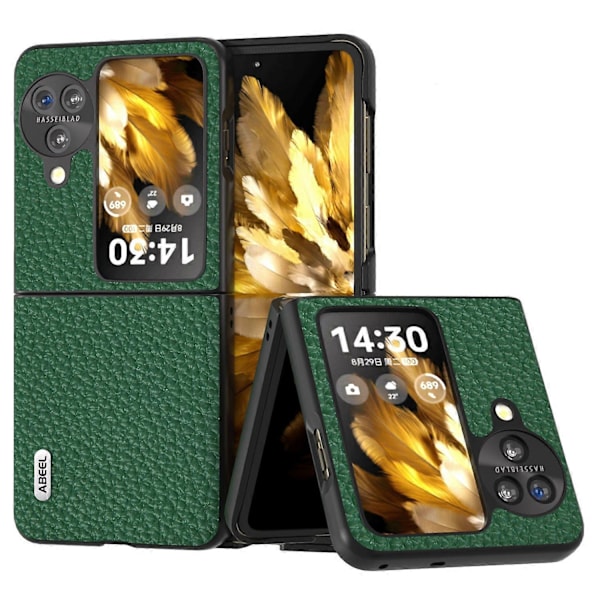 For Oppo Find N3 Flip 5G Ekte Kuskinn+PC Telefondeksel Fallbeskyttelse Multicolor Style B