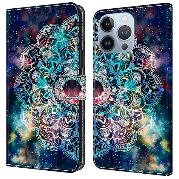 Til iPhone 16 Pro Max Etui Mønsterprintet Beskyttelsescover TPU+PU Læder Flip Telefon Etui Multicolor Style K