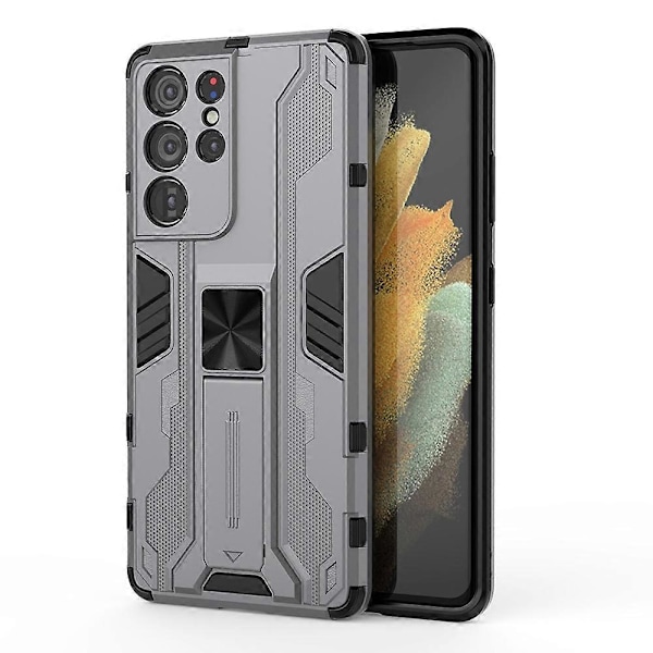 Stöttåligt PC+TPU Kombinationsskydd Skal med Ställ för Samsung Galaxy S21 Ultra 5G Multicolor Style F