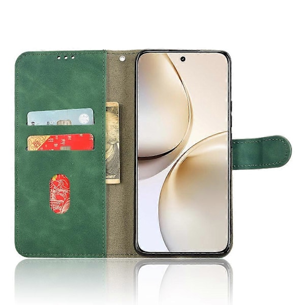 För Realme 14 Pro 5G Läderfodral Hudkänsla Anti-Fall Plånbok Flip Telefonfodral Multicolor Green