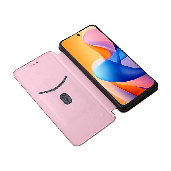 För TCL 60R 5G/ 60 5G Fodral Kolfibertextur Fallsäkert PU Läder Telefonskal Multicolor Rose Gold
