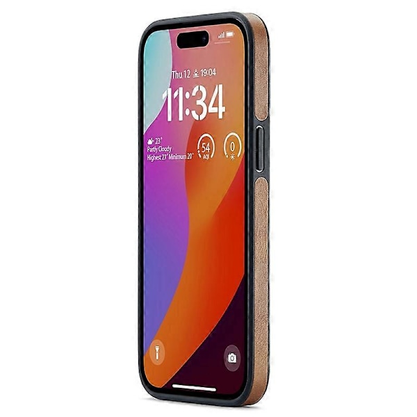 Skal för iPhone 15 med logovy, anti-dropp PU-läderbelagd PC+TPU-skydd Multicolor Style B