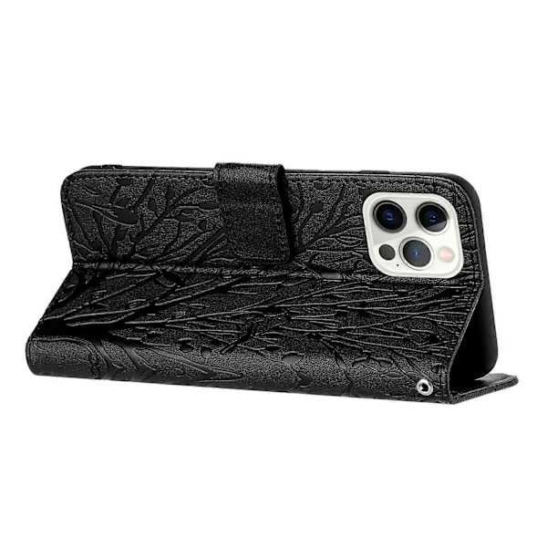 För iPhone 14 Pro Skal Präglat Enfärgat Läder Plånboksfodral Multicolor Style C