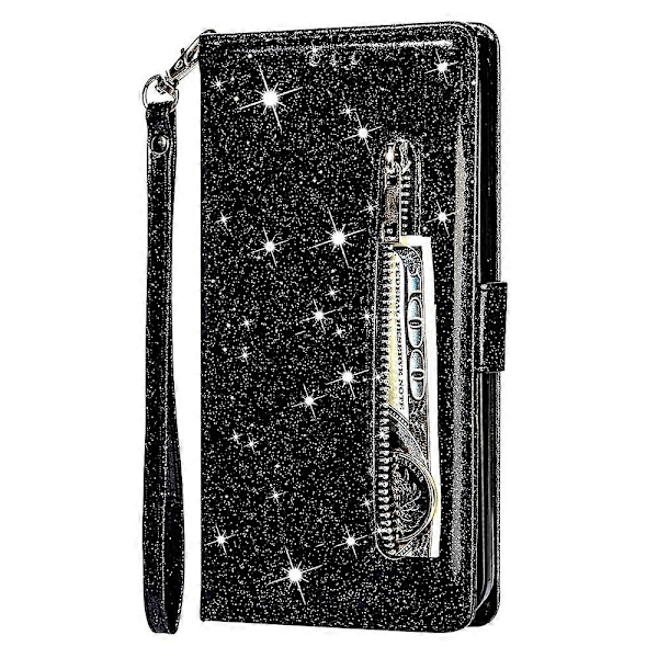 Flash Powder Lynlåslommepung Flip Læder Telefon Cover med Rem til Samsung Galaxy A12 Multicolor Style A
