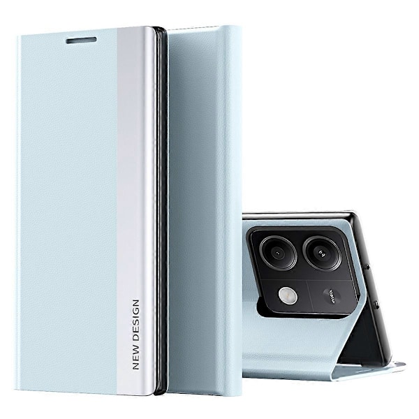 Stativfodral för Xiaomi Redmi Note 13 Pro 5G/Poco X6 5G, Fallsäkert PC+läder Telefonskydd Multicolor Sky Blue