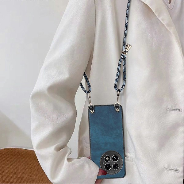 Retro læder telefoncover til OnePlus 13 med justerbar rem Multicolor Style A